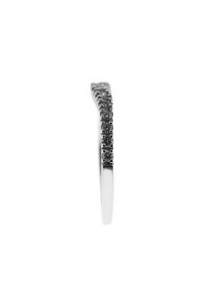 U Curved Band with Round Diamonds Set in 18k White Gold