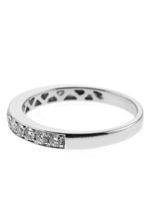 Single Row Micro-Prong Set Band with Round Diamonds in 18k White Gold (Stackable)