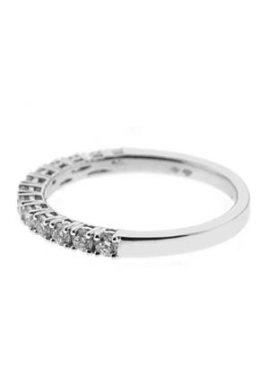 Single Row Prong Set Band with Round Diamonds in 18k White Gold