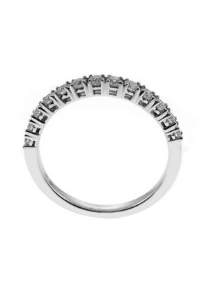 Single Row Prong Set Band with Round Diamonds in 18k White Gold
