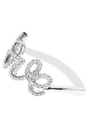 Love Script Right Hand Fashion Ring with Diamonds Set in 18k White Gold