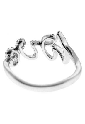 Love Script Right Hand Fashion Ring with Diamonds Set in 18k White Gold
