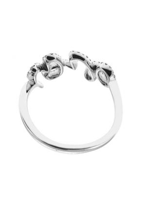 Love Script Right Hand Fashion Ring with Diamonds Set in 18k White Gold