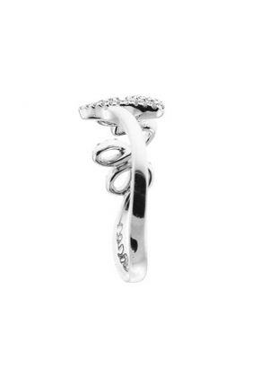 Love Script Right Hand Fashion Ring with Diamonds Set in 18k White Gold
