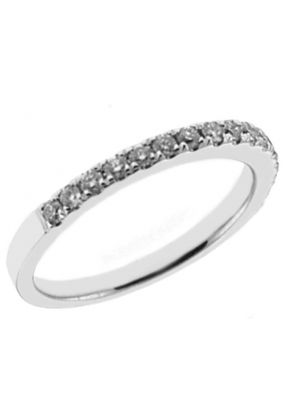Single Row Micro-Prong Set Band with Round Diamonds in 18k White Gold