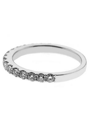 Single Row Band with Prong Set Round Diamonds in 18k White Gold