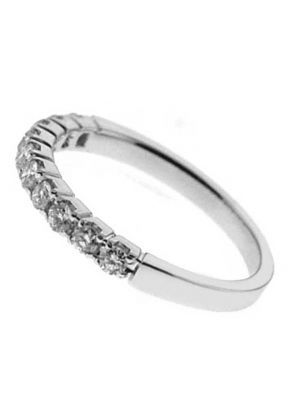 Single Row Prong Set Band with Round Diamonds in 18k White Gold