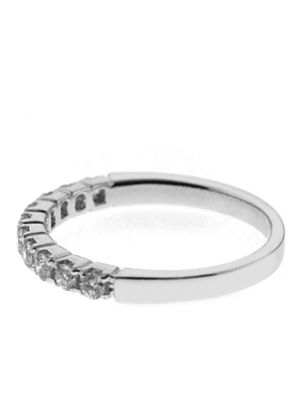Single Row Prong Set Band with Round Diamonds in 18k White Gold