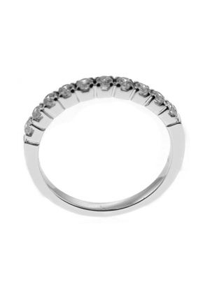 Single Row Prong Set Band with Round Diamonds in 18k White Gold