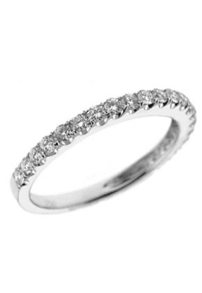 Milgrain Engraved Combination Set Band with Channel and Prong Set Round Diamonds in 18k White Gold