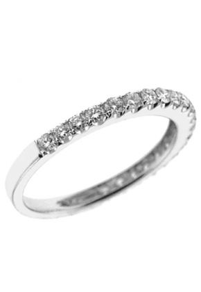 Milgrain Engraved Combination Set Band with Channel and Prong Set Round Diamonds in 18k White Gold