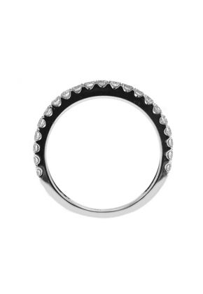 Milgrain Engraved Combination Set Band with Channel and Prong Set Round Diamonds in 18k White Gold