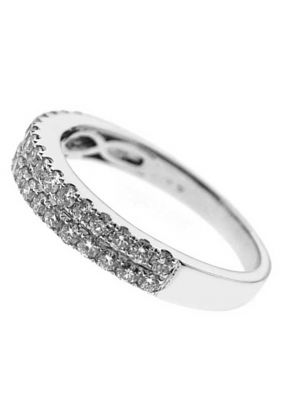 Double Row Band with Micro-Prong Set Round Diamonds in 18k White Gold