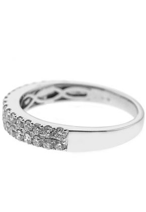 Double Row Band with Micro-Prong Set Round Diamonds in 18k White Gold