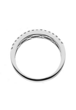 Double Row Band with Micro-Prong Set Round Diamonds in 18k White Gold
