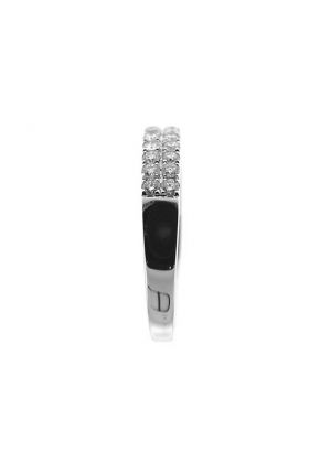 Double Row Band with Micro-Prong Set Round Diamonds in 18k White Gold