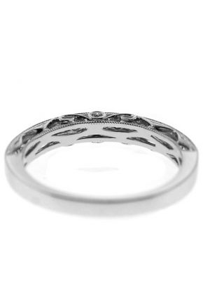 Three Side Band with Filigree Design and Micro-Prong Set Round Diamonds in 18k White Gold