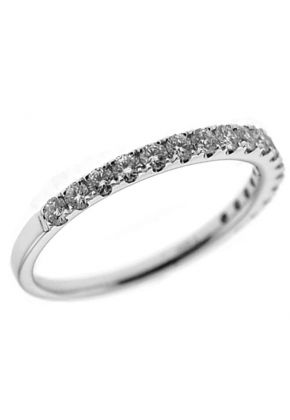 Single Row Micro-Prong Set Band with Round Diamonds in 18k White Gold