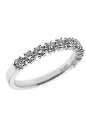 Single Row Band with Round Diamonds Surrounded by Prongs in 18k White Gold
