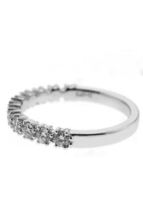 Single Row Band with Round Diamonds Surrounded by Prongs in 18k White Gold