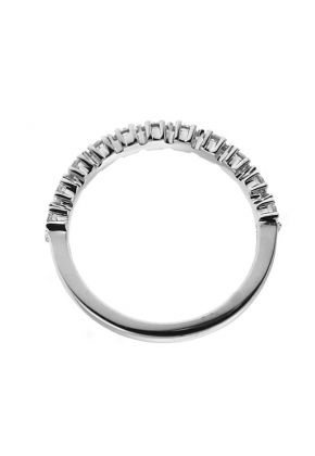 Single Row Band with Round Diamonds Surrounded by Prongs in 18k White Gold