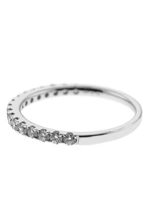 Single Row Micro-Prong Set Band with Round Diamonds in 18k White Gold