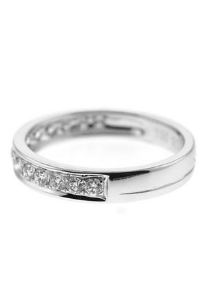 Single Row Pav?? Set Band with Round Diamonds in 18k White Gold