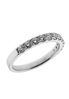 Single Row Band with Micro-Prong Set Round Diamonds in 18k White Gold