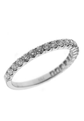 Single Row Prong Set Band with Round Diamonds in 18k White Gold