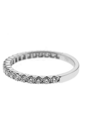 Single Row Prong Set Band with Round Diamonds in 18k White Gold