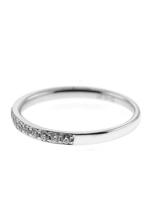 Single Row Band with Round Diamonds Set in 18k White Gold