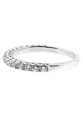 Single Row Prong Set Band with Beaded Milgrain and Round Diamonds in 18k White Gold