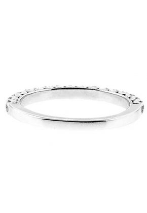 Single Row Prong Set Band with Beaded Milgrain and Round Diamonds in 18k White Gold