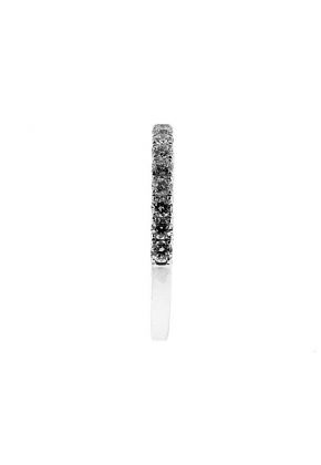 Single Row Prong Set Band with Beaded Milgrain and Round Diamonds in 18k White Gold