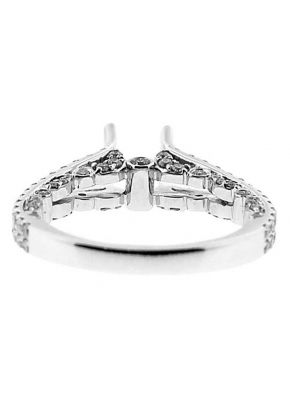 Semi-Mount Split Shank Engagement Ring with Micro-Prong and Bezel Set Round Diamonds in 18k White Gold