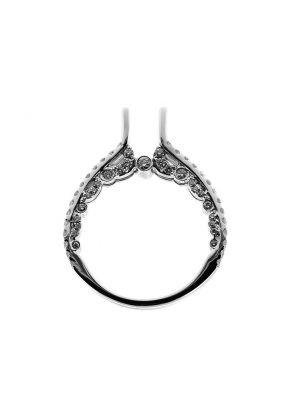 Semi-Mount Split Shank Engagement Ring with Micro-Prong and Bezel Set Round Diamonds in 18k White Gold