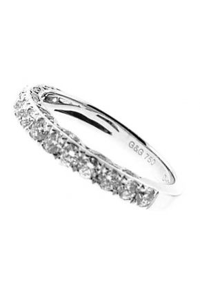 Single Row Three Side Band with Beaded Milgrain Micro-Prong Set Round Diamonds in 18k White Gold