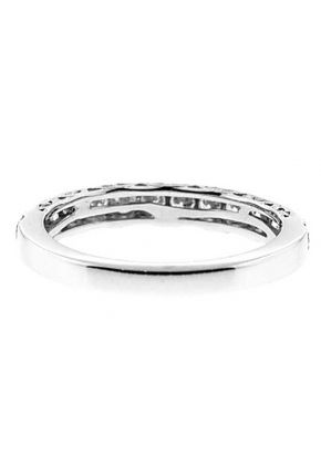 Single Row Three Side Band with Beaded Milgrain Micro-Prong Set Round Diamonds in 18k White Gold