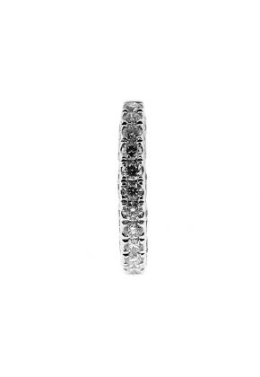 Single Row Three Side Band with Beaded Milgrain Micro-Prong Set Round Diamonds in 18k White Gold