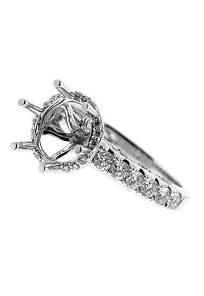 Side Halo Single Row Scallop Sides with Milligrain Engagement Ring Semi Mount