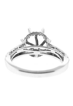 Side Halo Single Row Scallop Sides with Milligrain Engagement Ring Semi Mount