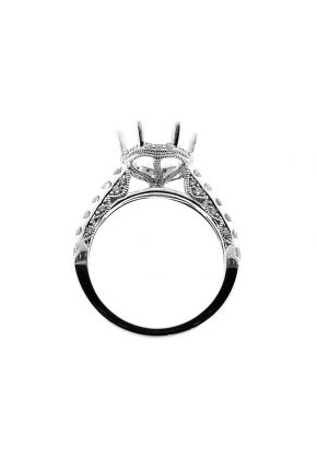 Side Halo Single Row Scallop Sides with Milligrain Engagement Ring Semi Mount