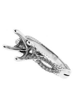 Split By Pass Twist Shank, Diamond Engagement Semi Mount White Gold Ring