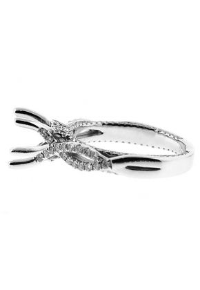 Split By Pass Twist Shank, Diamond Engagement Semi Mount White Gold Ring