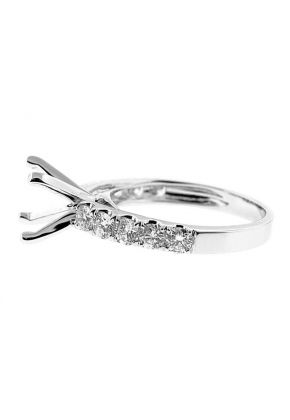 10 stone, 0.84ct, Single Row Diamond Engagement Semi Mount White Gold Ring