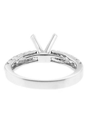 10 stone, 0.84ct, Single Row Diamond Engagement Semi Mount White Gold Ring