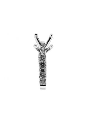 10 stone, 0.84ct, Single Row Diamond Engagement Semi Mount White Gold Ring