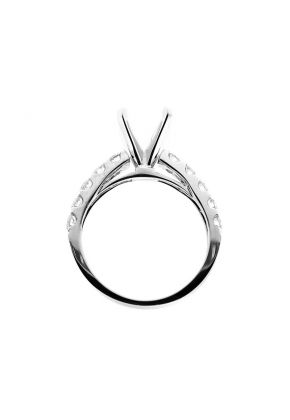 10 stone, 0.84ct, Single Row Diamond Engagement Semi Mount White Gold Ring