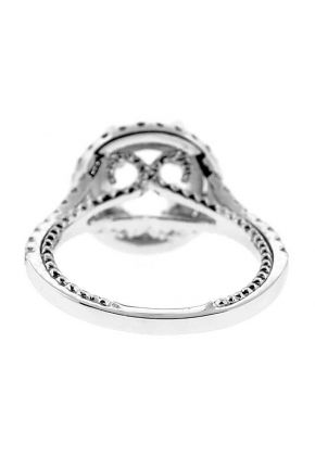 Double Halo, Split Raised Shank, Diamond Engagement Semi Mount White Gold Ring