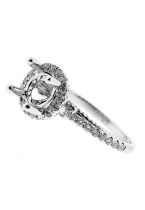 Halo Diamond Engagement Semi Mount White Gold Ring